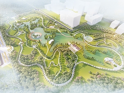 现代景观公园 中央综合公园 康养疗愈公园 生态保护公园景观 湿地保护生态公园