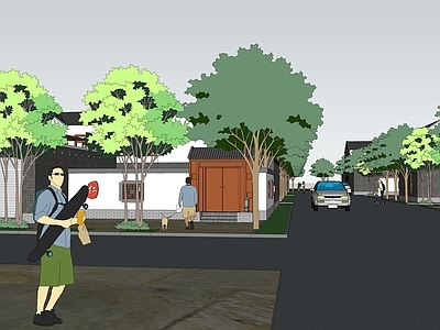 新中式乡村民房 农村住宅鸟瞰