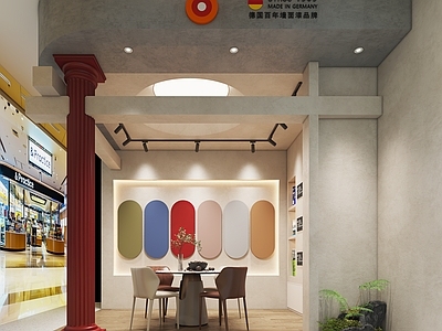 现代法式家居专卖店 油漆专卖店 罗马柱 洽谈桌 色卡墙 墙漆展示店