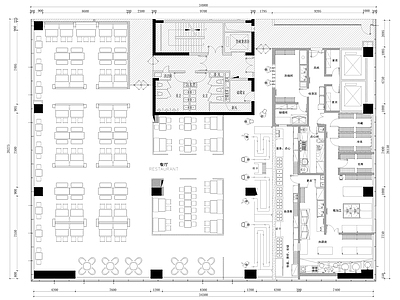现代食堂 食堂平面布置图 施工图