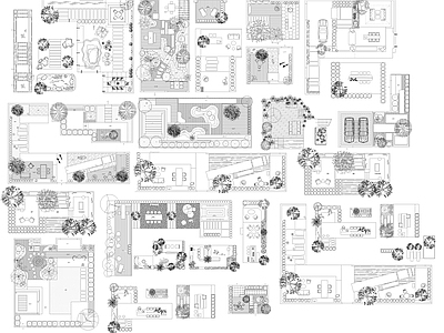 现代庭院 别墅庭院景观图块 庭院花园 施工图