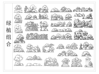 现代绿植 绿植组合图库 植物素材 植物景观组合 施工图