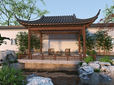 新中式中式其他景观小建筑 中式庭院茶室 新中式茶室 咖啡吧 休息亭 庭院水榭