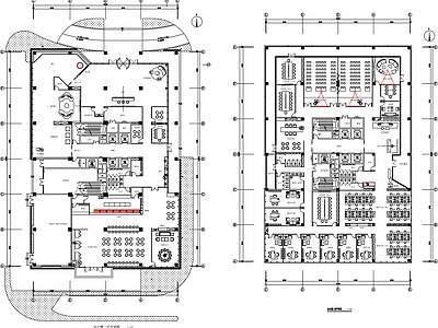 现代办公大堂 办公大厅 员工食堂 办公区 施工图