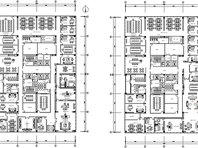 现代整体办公空间 老板办公室 办公楼 敞开办公区 施工图