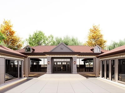 欧式中式四合院 农村自建房 四合院 欧式建筑 中式建筑