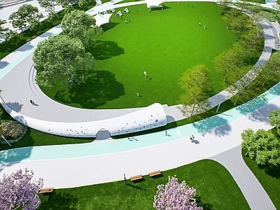 现代景观公园 草坪廊架 弧形廊架 花瓣廊架 异形廊架 中心草坪