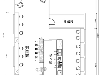 现代咖啡厅 咖啡厅平面图 咖啡厅平面布局 施工图