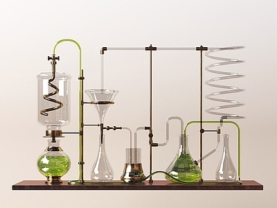 现代简约医疗器材 实验室器皿美陈 玻璃烧杯摆件组合 实验室玻璃烧杯 实验美陈 烧杯美陈