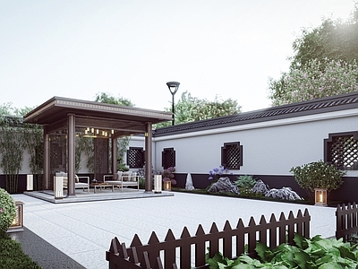 新中式中式四合院 四合院 庭院