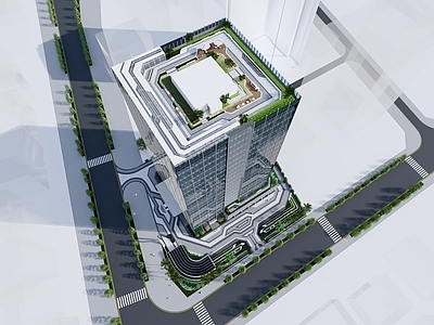 现代新中式产业园办公楼 办公楼建筑 办公楼景观 现代办公 商业办公空间