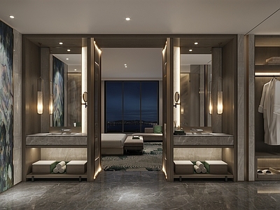 新中式中式酒店卫生间 酒店套房卫生间