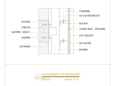 墙面节点 GRC挂板墙面节 GRG节点 施工图