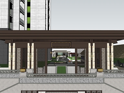 新中式中式入口大门 小区入口大门 新中式景观大门 中式门楼
