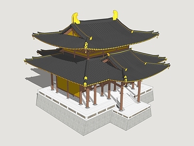 中式新中式古建筑 唐风阁楼 寺庙阁楼 唐风寺庙 寺庙建筑 古风凉亭