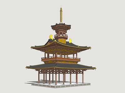中式新中式古建筑 唐风古塔 寺庙塔楼 观景塔 寺庙建筑 唐风寺庙