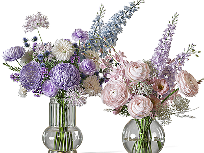 现代花艺 玻璃花瓶 花艺花卉 鲜花摆件 花艺