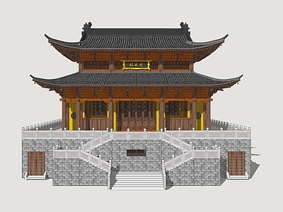 中式新中式寺庙建筑 唐风寺庙建筑 大雄宝殿 古风建筑 寺庙建筑 藏经阁