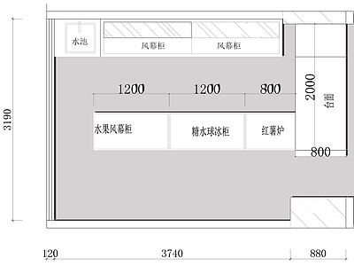 现代其他商业空间 水果店设计平面图 水果捞店平面图 施工图