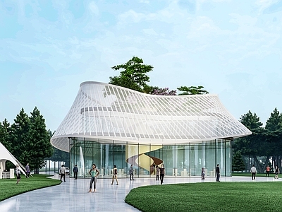 现代社区服务中心 公园驿站 游客中心 异形建筑 表皮建筑