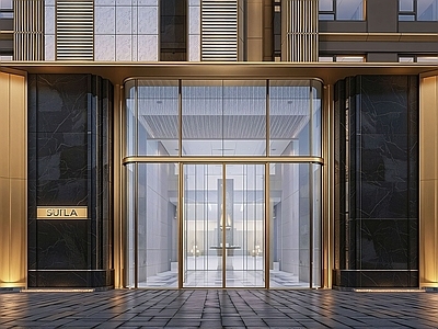现代小区建筑 现代简约大堂