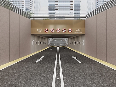 现代轻奢室内停车场 汽车坡道 停车场出入口