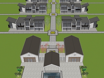 现代中式民宿建筑 民宿酒店建筑