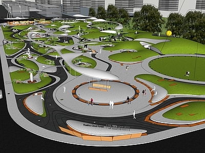 现代简约景观公园 现代公园 城市公园 街角公园 线性公园 公园