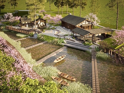现代驿站 滨水景观 传统文化景观 休闲乡村景观 水碾 非遗文化景观