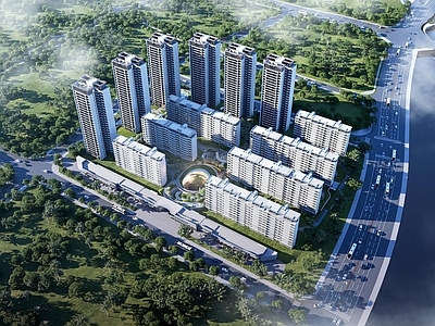 现代小区建筑 现代小区规划 高层住宅 多层住宅 小区景观 售楼处