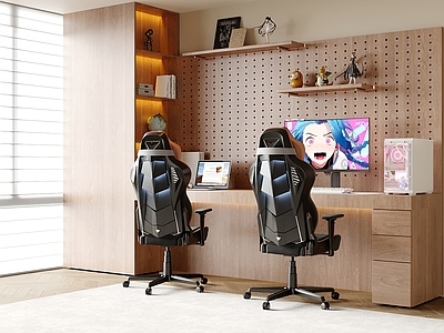 现代中古电竞房 电竞房 书房 电竞椅