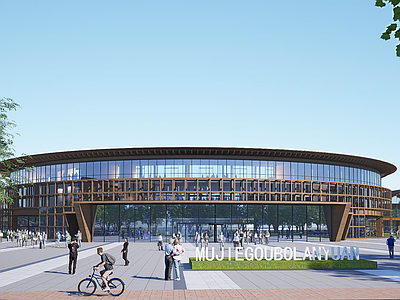 现代展览馆建筑 现代展览馆建筑 博览馆公共建筑 跨河圆形建筑