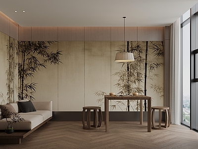 新中式棋牌室 新中式棋牌室 象棋桌 沙发