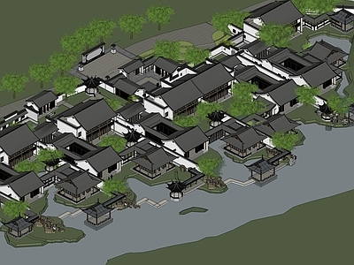 新中式中式古建筑 江南水乡 中式院落 古典小镇 文旅小镇 传统民居