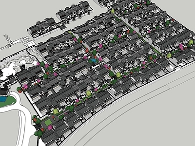 新中式中式古建筑 中式住宅 传统民居 古典园林 桃花源