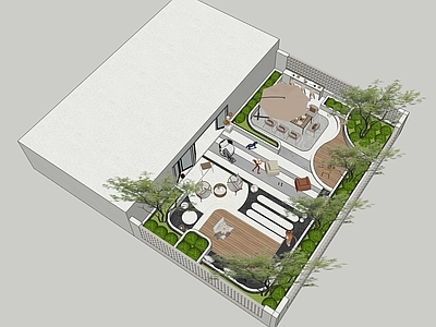 现代奶油别墅庭院 商业会所景观 现代酒店 现代庭院 示范区 会所
