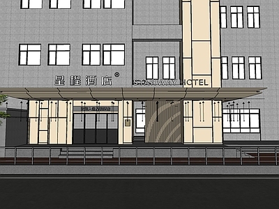现代酒店建筑 酒店大门 商务酒店 酒店门头 酒店建筑 夜景日景