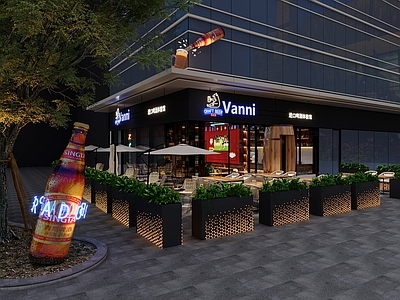 复古工业酒馆 工业风复古风酒吧 外摆