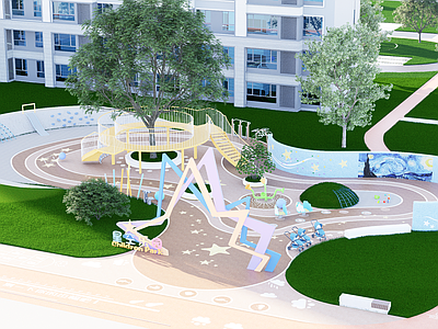 现代轻奢小区景观 连廊 会客室 水景轴线 主题儿童活动 住宅景观