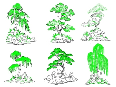 现代绿植 绿植盆景 施工图