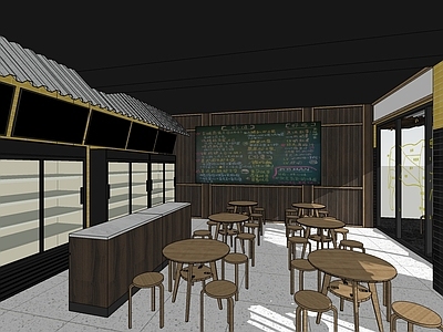 原木工业烧烤店 工业风 烧烤店 施工图