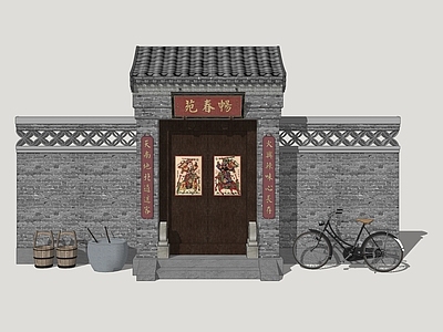 中式入口大门 北京民居大门 四合院大门 青砖大门 入户门 民居院门