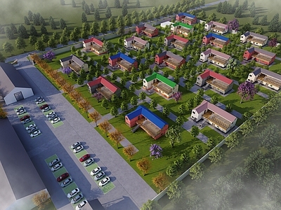 现代鸟瞰规划 厂区 建筑 规划 鸽子 园区