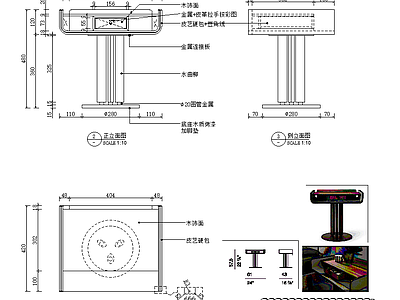 新中式柜子 床头柜三视图 施工图