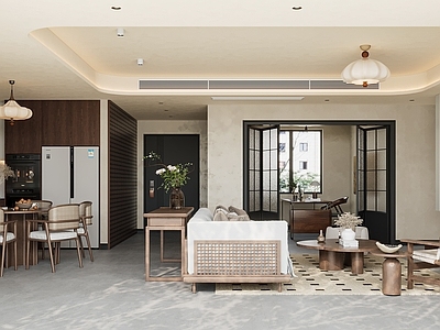 中古家居客厅 中古风 简约 禅意 大平层客厅 去客厅化