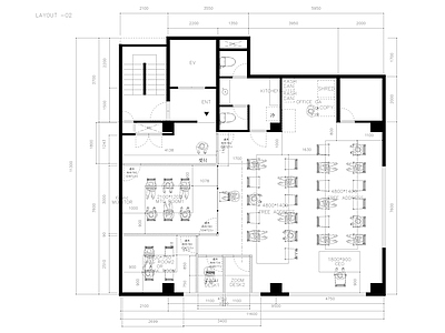 现代整体办公空间 办公室平面图 施工图