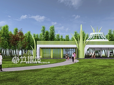 现代游客中心 创意建筑 竹元素 竹编 竹子 博物馆