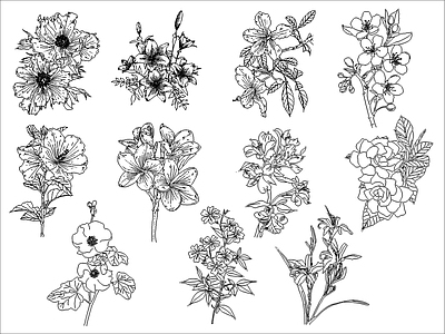 现代花 各种花朵 施工图