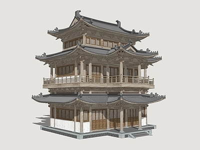 中式新中式古建筑 宋韵阁楼 阁楼 宋风建筑 古建阁楼 古风影视建筑