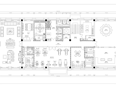 现代会所 商务接待会所平面 会所平面布置图 施工图